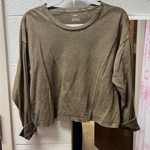 Aerie Light Cropped Top, Olive Color Size Small.